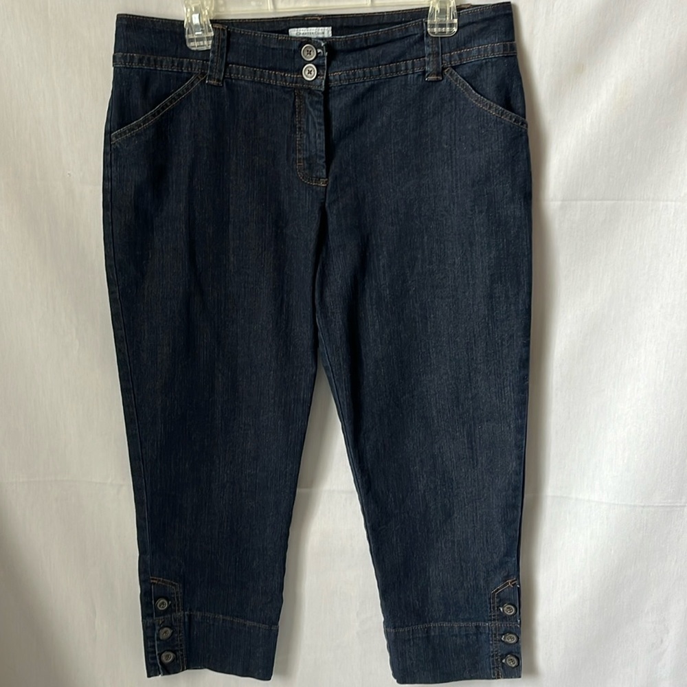 Charter Club Petite Denim Capri Jeans Dark Wash Stretch Cropped Pants 14P